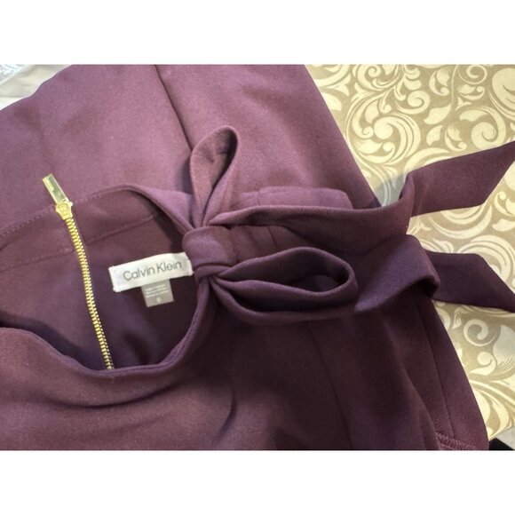Calvin Klein Dress 10 Purple Plum Bow Neck Scuba Stretch Sheath Sleeveless - Picture 5 of 8